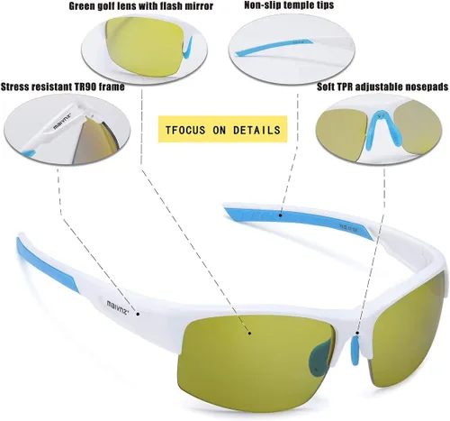 Vista 2 de maivnz Gafas deportivas de alta definición para encontrar pelotas de golf para hombres y mujeres, gafas de sol de golf, gafas para pickleball MZ861