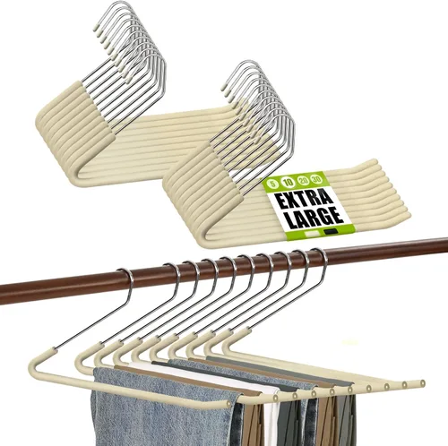 Vista 7 de Spring Fever Colgadores acolchados de esponja antideslizante para pantalones - Espuma cromada resistente ahorro de espacio Beige 5