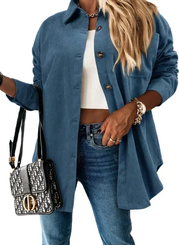 Vista 48 de ZOLUCKY Chaqueta de manga larga con botones para mujer, talla grande, blusas