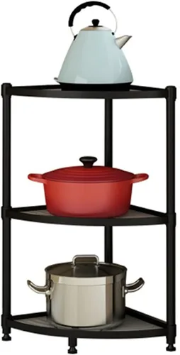 Vista 7 de Shelves Storage Cart Kitchen Corner Shelf Rack Stainless Steel Triangle Corner Pot Rack Floor Multi-layer Pot Rack Home Storage Rack Artifact 6 Layer