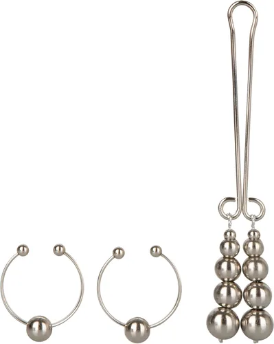 Vista 2 de California Exotics - Joyería corporal sin perforación para pezón y clítoris, plata Plateado