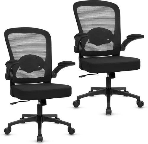 Vista 16 de Sillas de escritorio de oficina con ruedas, silla ergonómica de malla con soporte lumbar de altura ajustable, silla giratoria para computadora