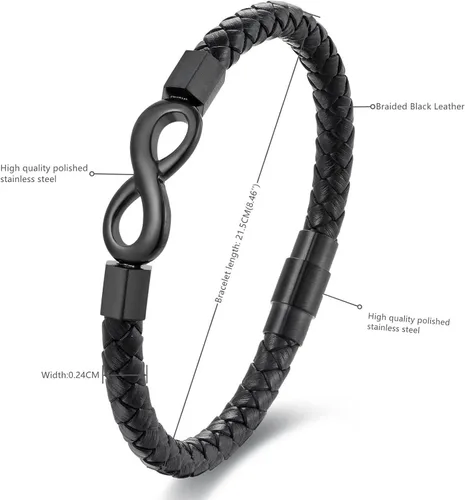 Vista 6 de Pulsera de cuero con texto en inglés "To My Man", regalo para marido de parte de WifeI Love You Forever and Always Pulseras para novio, aniversario