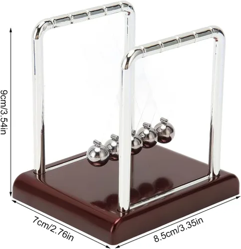 Vista 2 de Bolas de equilibrio de cuna de Newtons de 5 cuentas grandes, artilugio de ciencia y física, decoración de escritorio, péndulo de equilibrio
