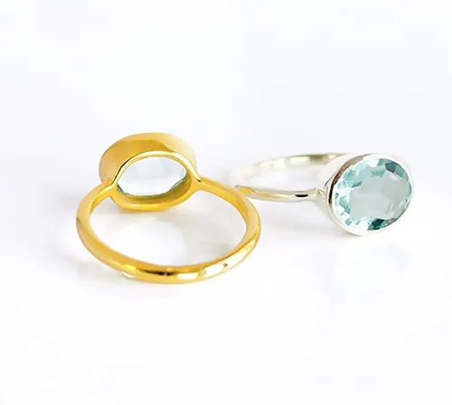Vista 140 de Oval Birthstone Ring Bezel Set in Vermeil Gold, Sterling Silver, or Rose Gold, Stacking Birthstone Ring [rOMB]