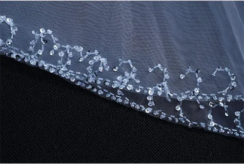 Vista 7 de FIXRIMCH Velos de boda para cubrir la cara, velo de tul 2T con cuentas para despedida de soltera, blanco