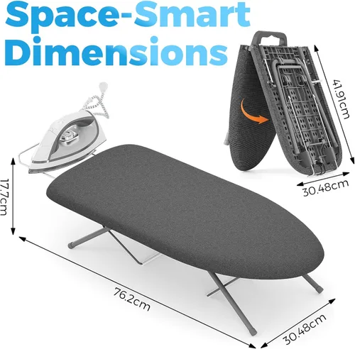 Vista 3 de KINGBOARD Tabla de planchar de mesa, tabla de planchar pequeña con soporte para planchar, tabla de planchar plegable, cubierta extragruesa, tabla