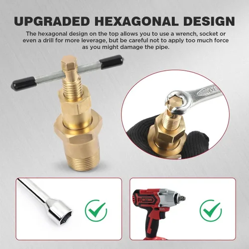 Vista 2 de CMTOOL Herramienta extractor de manga de compresión, diseño de cabeza hexagonal mejorada, herramienta de fontanería extractor de virola herramienta