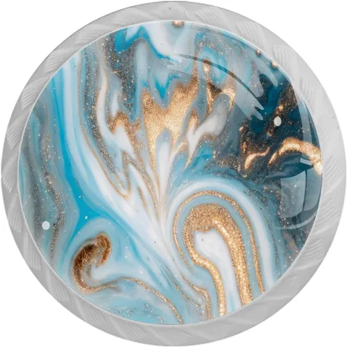 Vista 20 de NEWzone 4 Pack Dresser Drawer Cabinet Knobs Agate Marble Round Shape Crystal Glass Knobs Pulls Handles for Kitchen Wardrobe Cupboard Door Hardware