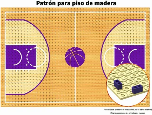Vista 3 de Juguete educativo de bloques de construcción, placas base de cancha de baloncesto y juegos de 2 soportes de baloncesto ladrillos de construcción