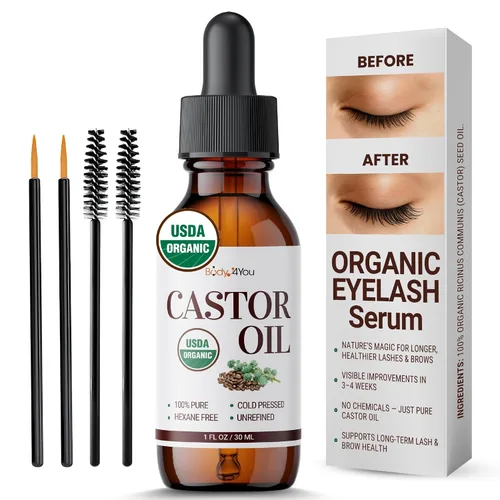 Vista 9 de BodyJ4You Aceite de ricino orgánico USDA - Suero para barba y cuero