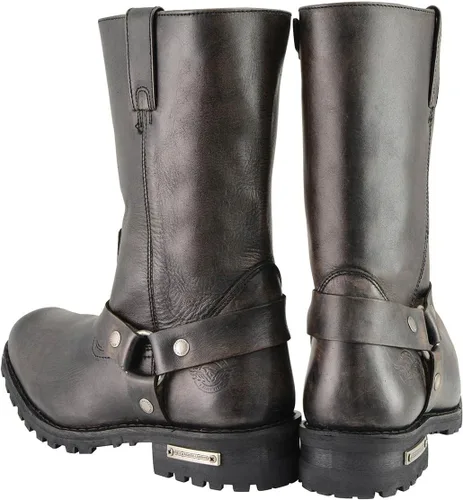 Vista 6 de Milwaukee Leather MBM9005 - Botas de motocicleta con arnés de punta cuadrada clásica de 11 pulgadas para hombre
