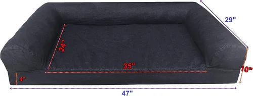 Vista 7 de Dogbed4less Sofá cama ortopédica de espuma viscoelástica de gel prémium para mascotas con forro impermeable y funda de lona, tumbona de 47 x 29