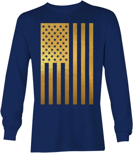 Vista 17 de Camisa de manga larga unisex con bandera negra desgastada de Estados Unidos Gris claro - Impresión trasera