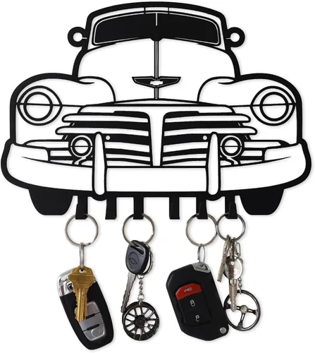 Vista 10 de MOOH Llavero de metal automotriz con 6 ganchos, regalo único para amantes de los automóviles montado en la pared para hombres y mujeres, decoración