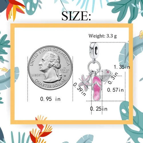 Vista 5 de QeenseKc Abalorio de tortuga marina con diseño de tortuga de animales para pulsera Pandora