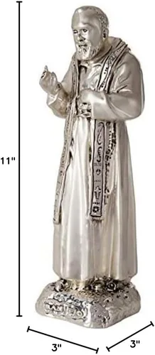 Vista 5 de St. Padre Pio - Estatua italiana de plata de ley 925 Argento de 11 pulgadas