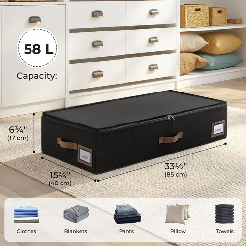 Vista 3 de GRANNY SAYS paquete de 2 organizadores de almacenamiento debajo de la cama, organizador debajo de la cama con tapa con cremallera para dormitorio