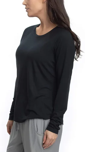 Vista 4 de Keep it Basic - Camiseta de dormir de manga larga con cuello redondo para mujer