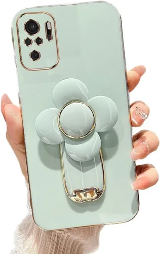 Vista 64 de Miagon - Funda con soporte para Xiaomi Redmi A1, galvanizado suave TPU protector delgado a prueba de golpes con molinete giratorio soporte de flores