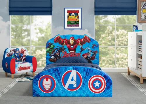 Vista 2 de Delta Children Cama individual tapizada Marvel Avengers, Azul