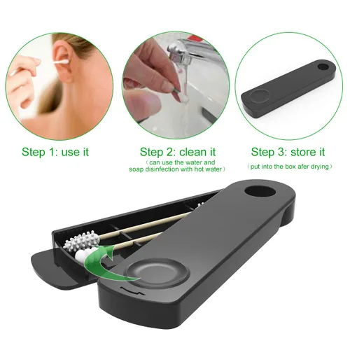 Vista 7 de Hisopos de algodón reutilizables, 4 unidades, hisopo de silicona portátil lavable, brotes de algodón de silicona de doble punta para maquillaje