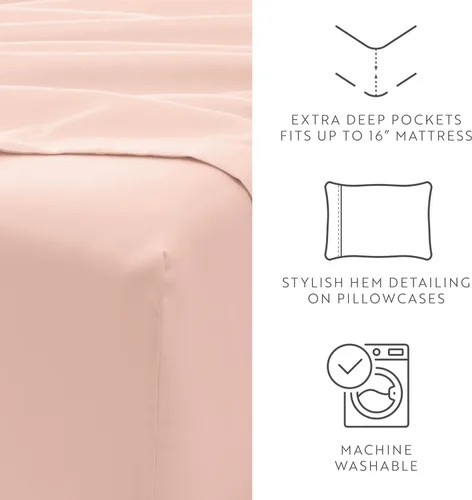Vista 3 de ienjoy Home Linen Market - Juego de sábanas de 6 piezas, color rubor, tamaño King Blush