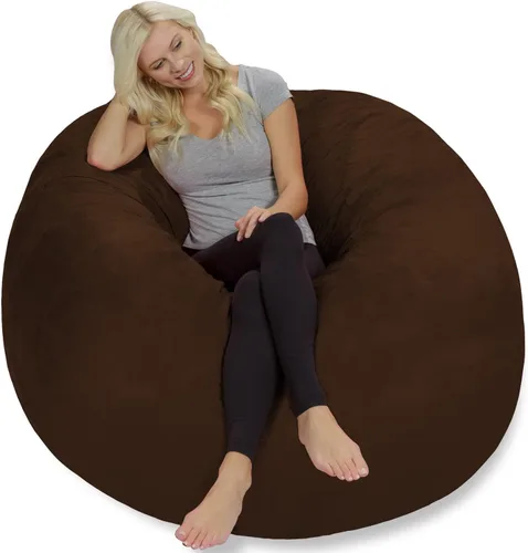 Vista 2 de Chill Sack Puf - Sillón gigante de espuma viscoelástica de 5 pies, sofá grande con funda de microfibra suave, color marrón
