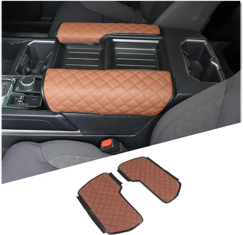 Vista 8 de 2 fundas para reposabrazos de consola central para Toyot@Tundra 2022-2025 /Sequoia 2023-2025, accesorios de cuero, protector de cojín para Negro