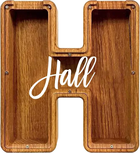 Vista 30 de Alcancía de madera grande personalizada, 7.5 pulgadas, con ventana acrílica fácil de abrir, caja de ahorro de dinero inicial para niños y niñas