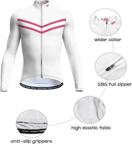 Vista 3 de Lo.gas Maillot de ciclismo para hombre, manga cortalarga, camisas de ciclismo con cremallera completa con bolsillos, ropa de bicicleta de carretera