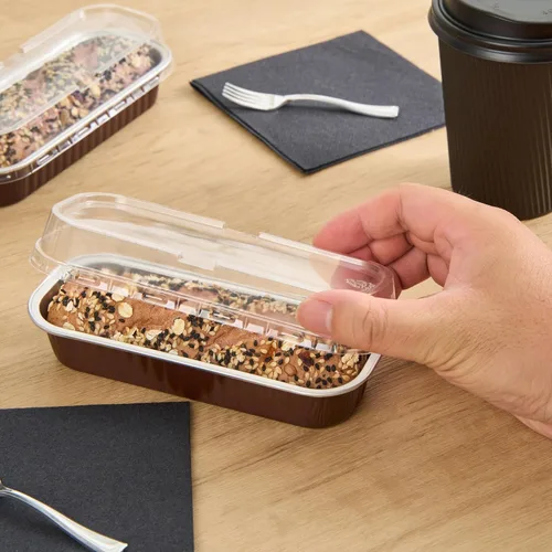 Vista 5 de Restaurantware - Mini moldes para pasteles de 6.8 onzas, 6.5 x 2.6 x 1.2 pulgadas, 100 tazas redondas para hornear, desechables, con tapas de Café