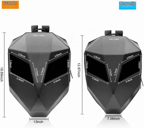 Vista 5 de Crelander Mochila LED para motocicleta, mochila de caballero de 17 pulgadas con pantalla programable para bricolaje, carcasa rígida impermeable 3D