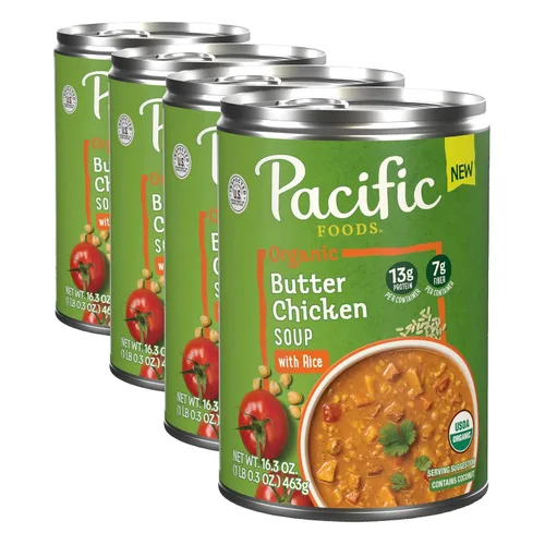 Vista 11 de Pacific Foods Sopa orgánica de pollo con mantequilla con arroz, lata de 16.3 onzas
