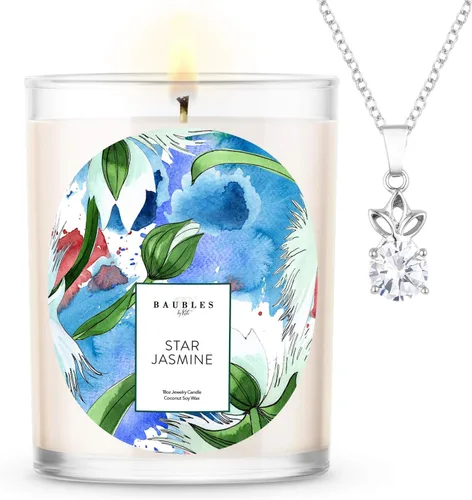 Vista 8 de Baubles Vela Premium Perfumada de Bambú y Joyería con Colgante Sorpresa en el Interior Vela Grande de 18 oz Hecha en EE.UU. Libre de Parafina