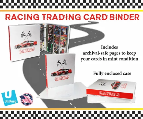 Vista 4 de UniKeep Carpeta de almacenamiento de tarjetas coleccionable con temática de Nascar, capacidad de 360 tarjetas (coche)
