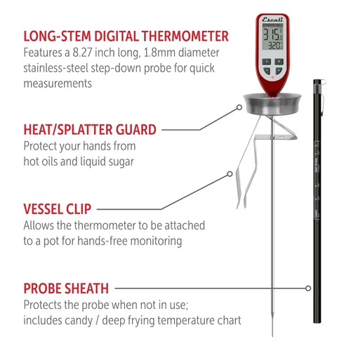 Vista 2 de Escali DHC1 Termómetro Digital para Freír Profundo y Termómetro de Caramelo con Clip para Olla y Medidor de Temperatura de Aceite para Freír