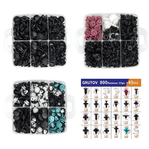 Vista 3 de 845 piezas de clips retenedores de parachoques para automóvil, pasadores de empuje automotrices, clips de carrocería, abrazaderas de plástico