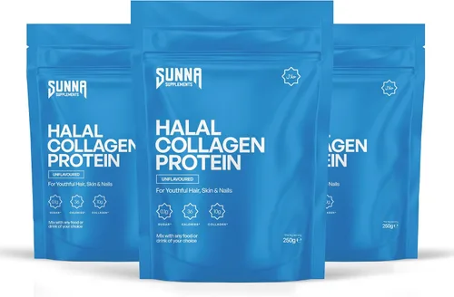 Vista 10 de SUNNA SUPPLEMENTS Polvo de colágeno halal alimentado con pasto, péptidos bovinos hidrolizados tipo I y III para soporte de articulaciones, piel