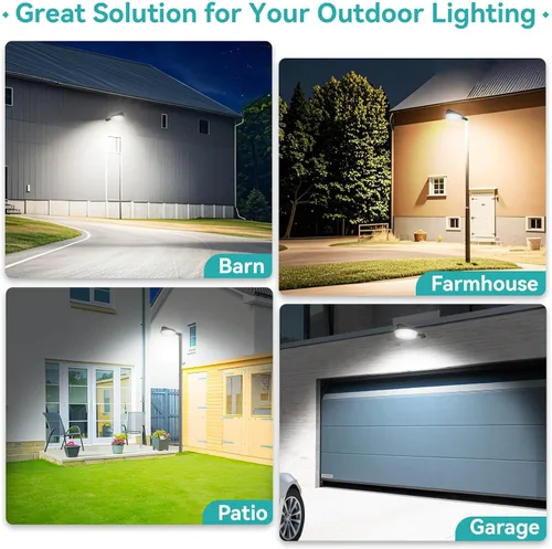 Vista 8 de HiBay Luz LED de granero del atardecer al amanecer con atenuación temporizada, 3CCT 80W 12000LM eqv 400-600W HPS/HID, iluminación de inundación