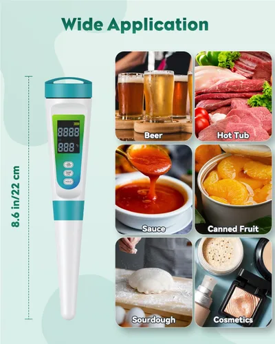 Vista 4 de Pawfly Medidor de pH digital para alimentos Probador de pH de alta precisión para masa madre y pan, medidor de pH de alimentos para fermentación