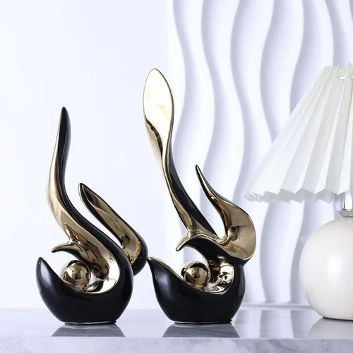Vista 5 de XMGZQ Arte Abstracto Moderno de Mediados de Siglo Decoración del Hogar Decorativo, Estatuas de Porcelana para Sala de Estar Centros de Mesa de Mesa