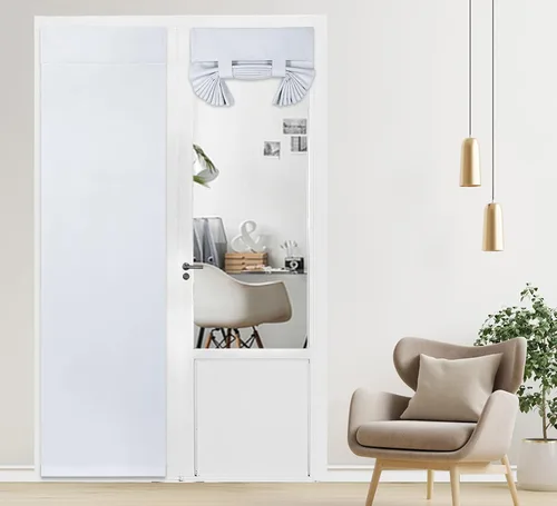 Vista 25 de PI Cortina Opaca para Puerta, Sombra de Privacidad que se Ata con Aislamiento Térmico, Cortina de Puerta Pequeña para Aula/Puerta Corredera/Puerta