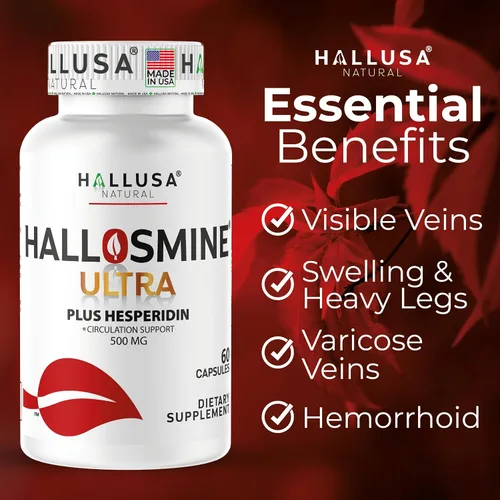 Vista 8 de Hallusa Natural Hallosmine Ultra Diosmin 500mg y Hesperidina 150mg – Piernas pesadas, hinchazón y vena – Suplementos para la circulación sanguínea