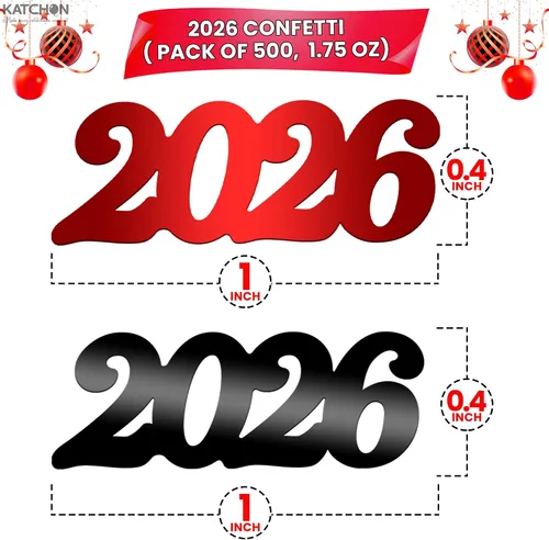 Vista 2 de KatchOn, Confeti de graduación rojo y negro, paquete de 500 unidades, confeti de graduación de clase de 2026, decoraciones de mesa de graduación