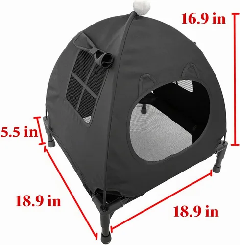 Vista 5 de Pozico Cama elevada para mascotas con malla transpirable para gatos y perros pequeños, cuna refrescante elevada para cachorros y gatitos, 18.9 x