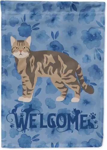 Vista 279 de Caroline's Treasures CK4813CHF - Bandera de bienvenida con gato abisinio azul, manga grande, para porche, para colgar en la pared, poliéster