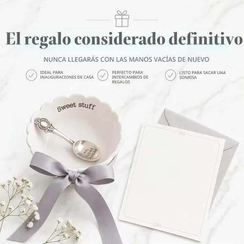 Vista 7 de Mud Pie 4881012S Plato para dulces "Sweet Stuff" con cuchara, blanco