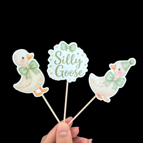 Vista 5 de ALISSAR 36 adornos verdes para cupcakes de ganso tonto, decoración