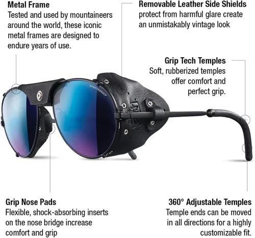 Vista 2 de Julbo Cham Glacier - Gafas de sol para hombre y mujer, lentes fotocromáticas para montañistas, senderismo, esquí y viajes en la nieve, 100% UV